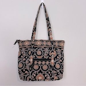 Vera Bradley Villager Quilted Tote Bag in “Café Latte” Print 15.5” x 12”